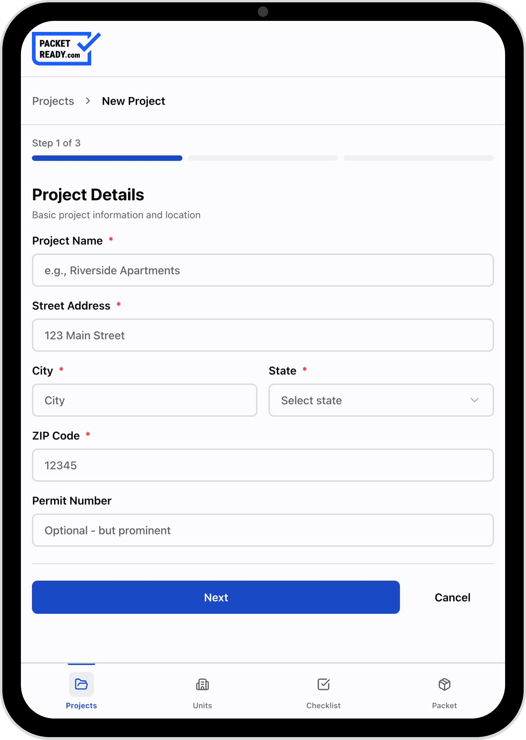 Project Initialization Interface